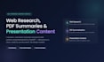 do ai powered web research, PDF summarization and presentation content writing