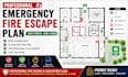 design fire evacuation plan and emergency exit drawing