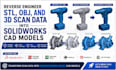 reverse engineer stl, obj, and 3d scan data into solidworks cad models