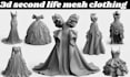 create 3d second life, 3d clothing garment mesh outfit texturing and rigging
