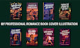 create professional romance book cover illustration