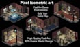 do pixel art isometric, character, scenarios, game map, background, game