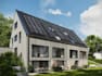 3d prefab modular building, residential space project design, cabin house render
