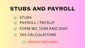 prepare stubs, payroll reports, form w2, 1099 and 1040