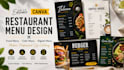 design canva editable restaurant, menu food menu and digital menu