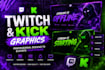 create twitch and kick graphics overlays banners logo and emotes