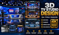 do 3d commercial, private news studio, tv programs set, tv shows studio design