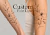 create custom fine line floral tattoo designs with body placement mockups