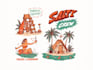 create vintage hand drawn beach logo and vector art
