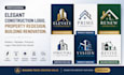 create elegant construction logo, property redesign, building renovation