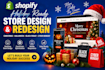 shopify store design redesign black friday christmas banner halloween design