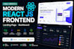 create a modern react js frontend, landing page, dashboard