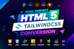 convert figma to responsive HTML, tailwind CSS website