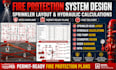 create fire protection system, sprinkler head layout, and hydraulic calculation