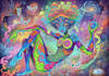 create colorful psychedelic and trippy style illustration