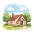 draw house illustration watercolor style
