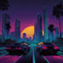 create 80s retrowave illustration and neon synthwave posters