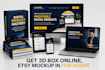 design etsy digital 3d product software box, online course mockups