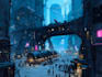 do cyberpunk futuristic city art