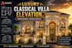 design luxury classical villa elevation and facade