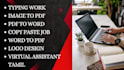 do copy paste, typing work, image to PDF convert, data entry