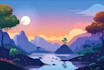 draw a flat vector landscape illustration