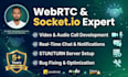 develop and fix webrtc video audio call and socket io apps