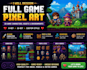 create pixel game art, 2d game characters, pixel sprite sheet, pixel animation