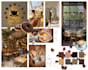 design a mood board or material board for a cafe