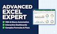 be your expert for advanced excel formulas, macros, and vba automation