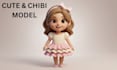do 3d cute, chibi cartoon character design for 3d animation, mascot, rigging