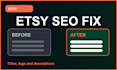 optimize etsy SEO titles tags and descriptions
