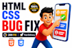edit HTML CSS and update website content professionally
