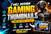 design gaming thumbnails and professional youtube thumbnails