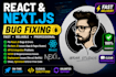 fix react js and next js bugs, errors, and deployment issues