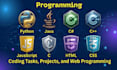 do programming and coding projects in c, cpp,python,java,c sharp,web programming