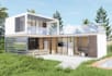 redesign shipping container home,3d exterior rendering, cabin,tiny house,2d plan