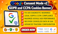 fix or setup gdpr ccpa cookie consent and google consent mode v2