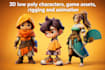 create 3d low poly characters, game assets, rigging and animation