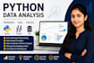 do data analysis, python, sql, excel and data visualization