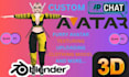 create custom vrchat avatar and vtuber model full body rig, quest and PC ready