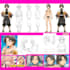 design an anime reference sheet with expressions and turnaround views