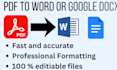 convert PDF to word,docx and format editable word documents