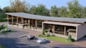 model from google map,visual commercial building, office layout plan,parking lot
