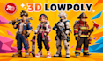 create 3d low poly character model stylized weapons and props game asset