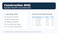 prepare construction boq quantity takeoff and cost estimation