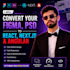 convert figma, xd, or PSD to react, nextjs, angular