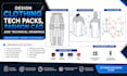 design clothing tech packs, fashion cad and technical drawings