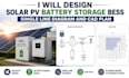 design solar pv battery storage bess single line diagram and cad plan