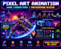 do pixel art animation, pixel art background environment, game art character